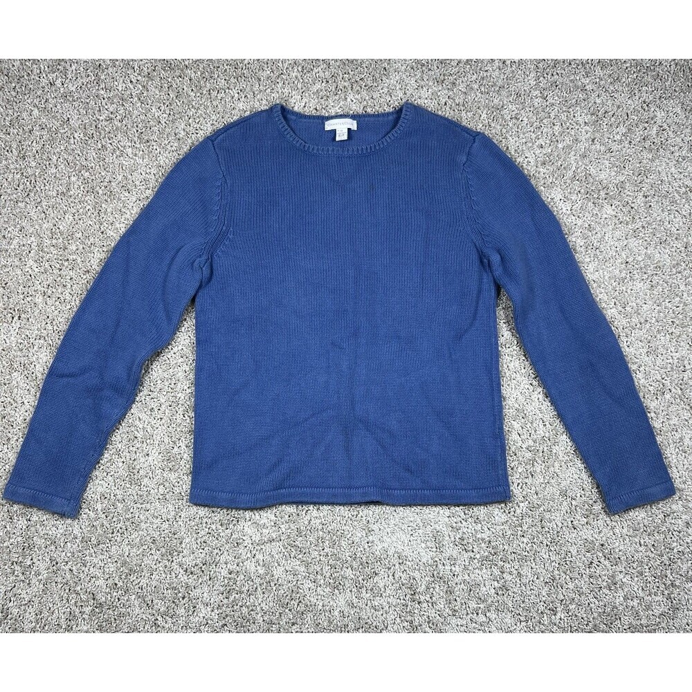 Charter Club Blue Knit Sweater Womens Medium Crewneck Long Sleeve Classic Pullov